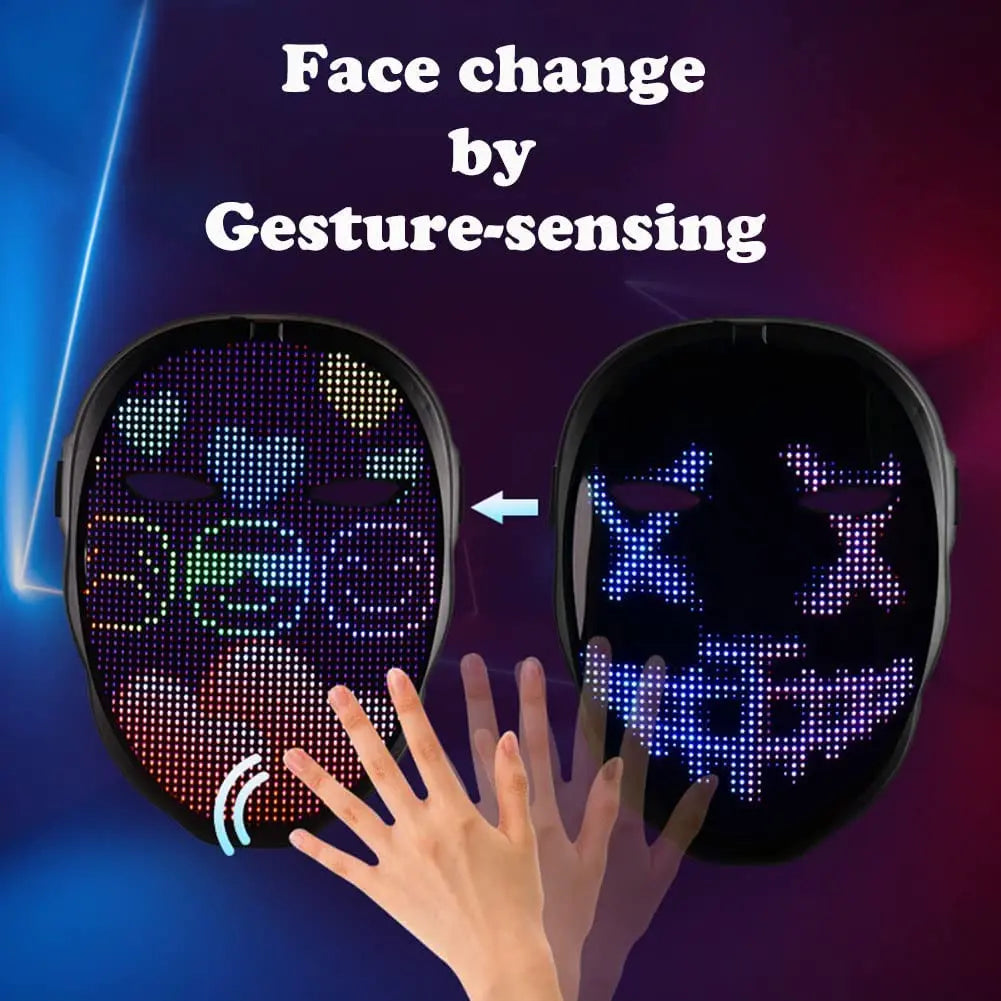 Face Transforming LED Mask with App Controlled - Programmable LED Halloween Mask Digital Luminous Mask for Adults