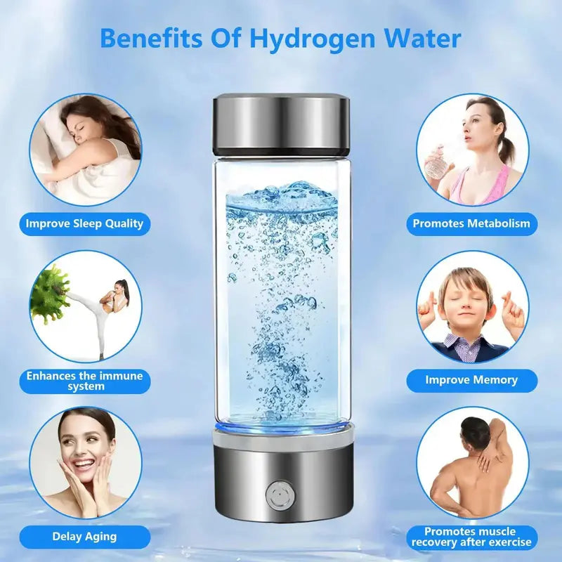 Hydrogen Water Bottle, Hydrogen Rich Water Bottle with Lid, USB Charging Hydrogen Water Machine for Holiday Gift Giving, Office, Home, Exercise, Kitchen Gadgets, Kitchen Accessories