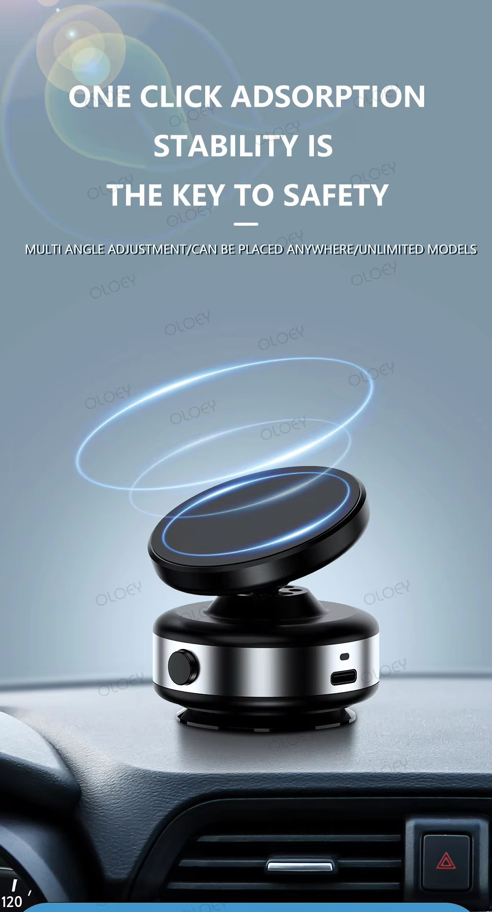 360° Rotatable Magnetic Phone Holder with Vacuum Suction