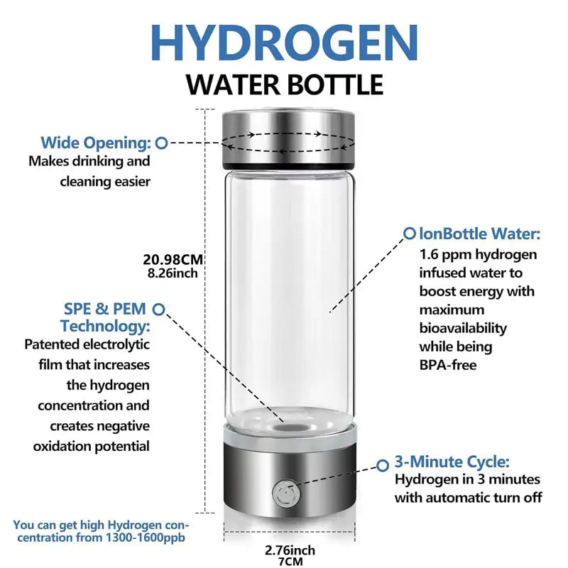 Hydrogen Water Bottle, Hydrogen Rich Water Bottle with Lid, USB Charging Hydrogen Water Machine for Holiday Gift Giving, Office, Home, Exercise, Kitchen Gadgets, Kitchen Accessories